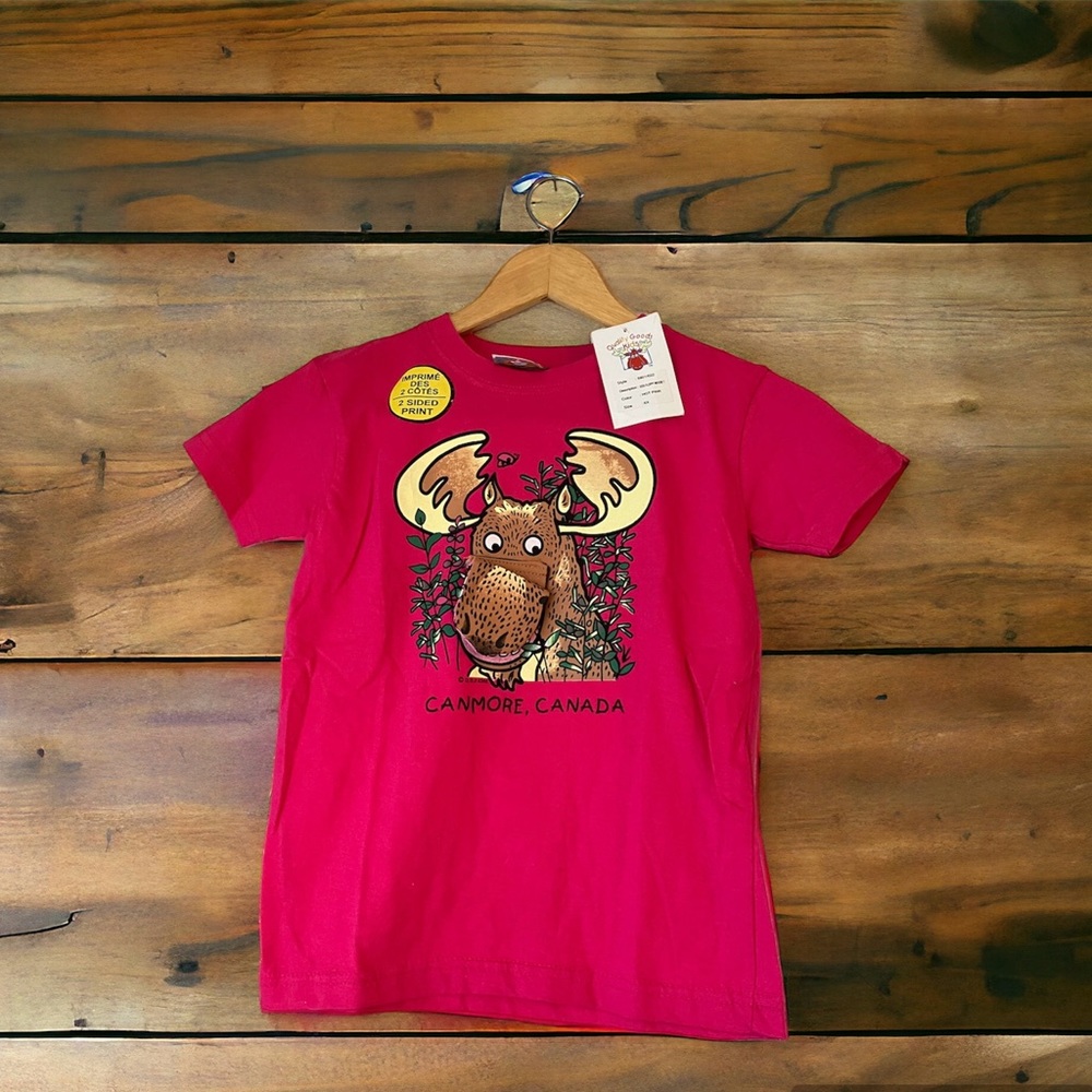 NEW Floppy Moose Canmore Hot Pink T-Shirt Kids Girls Size 6X Canada Outdoors